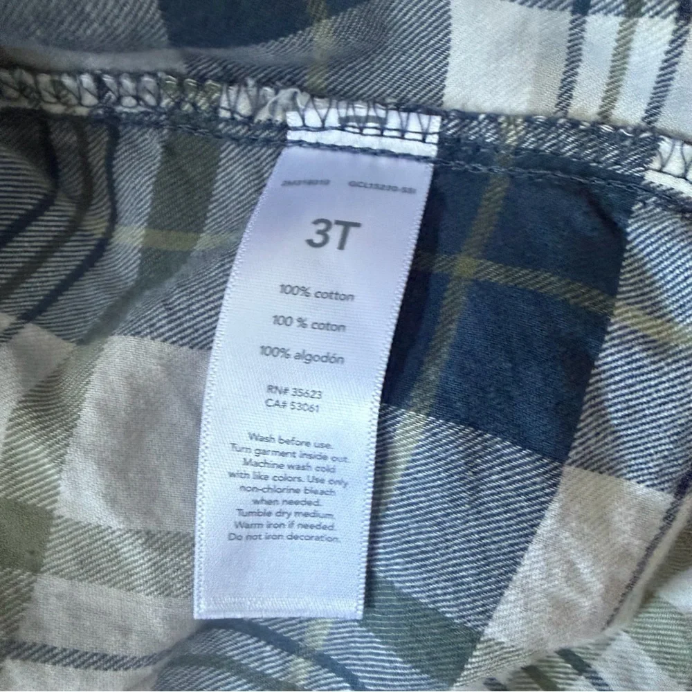 Just One You Made by Carters Plaid Blue Button-Down Flannel Toddler 3T Shirt